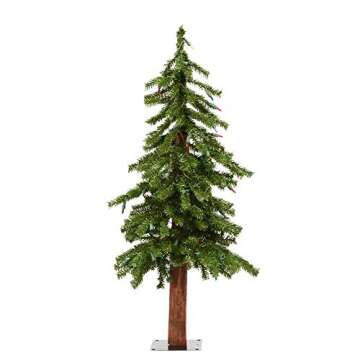 Vickerman 3' Natural Alpine Artificial Christmas Tree, Multi-Colored Incandescent Lights - Faux Christmas Tree - Seasonal Indoor Home Decor