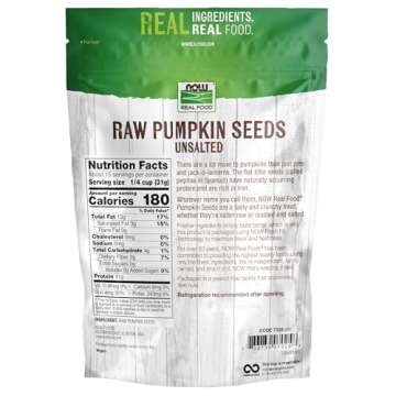 NOW Foods, Pumpkin Seeds, Raw and Unsalted, Essential Fatty Acids, Rich in Iron, Excellent Source of Protein, Certified Non-GMO, 1-Pound (Packaging May Vary)