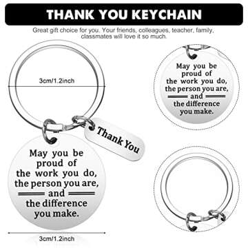 Inbagi 6 Pcs Thank You Gifts for Women Men Appreciation Keychain Gifts for Coworker Employee Teacher (Round Style)