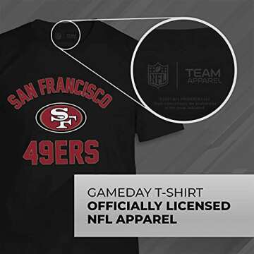 Team Fan Apparel NFL Adult Gameday T-Shirt - Cotton Blend - Tagless - Semi-Fitted - Unleash Your Team Spirit During Game Day (San Francisco 49ers - Black, Small)