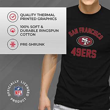 Team Fan Apparel NFL Adult Gameday T-Shirt - Cotton Blend - Tagless - Semi-Fitted - Unleash Your Team Spirit During Game Day (San Francisco 49ers - Black, Small)