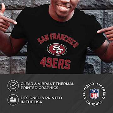 Team Fan Apparel NFL Adult Gameday T-Shirt - Cotton Blend - Tagless - Semi-Fitted - Unleash Your Team Spirit During Game Day (San Francisco 49ers - Black, Small)