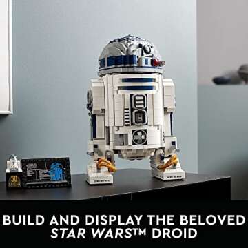 LEGO Star Wars R2-D2 75308 Droid Building Set for Adults, Collectible Display Model with Luke Skywalker’s Lightsaber, Great Birthday for Husbands, Wives, Any Star Wars Fans