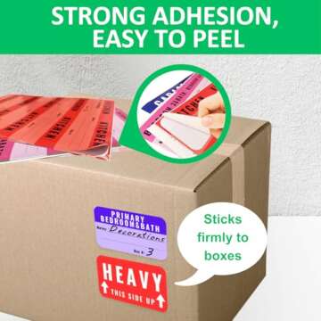 Large Color-Coded Moving Labels for Boxes, 450 Stickers for Home Moving Supplies with Removable Tape, Fragile Stickers Packing Labels for Moving Boxes, Moving for Organizing and Packing