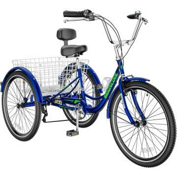 Slsy Adult Tricycle 7 Speeds - 20/24/26-Inch Cargo Cruiser for Seniors