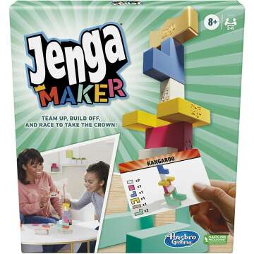 Jenga Maker, Wooden Blocks, Stacking Tower Game, Game for Kids Ages 8 and Up, Game for 2-6 Players, Play in Teams