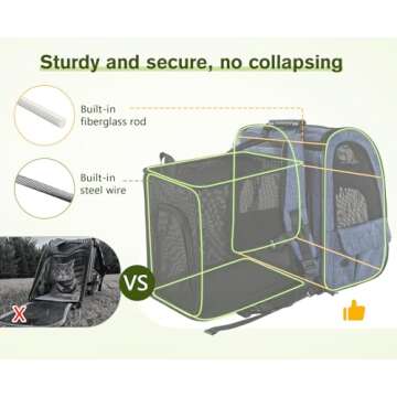 Pecute Pet Carrier Backpack, Dog Carrier Backpack, Expandable with Breathable Mesh for Small Dogs Cats Puppies, Pet Backpack Bag for Hiking Travel Camping Outdoor Hold Pets Up to 17 Lbs