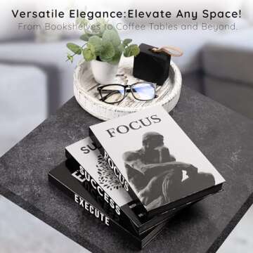 Motivational Desk Decor Set of 3 Decorative Books for Home Office Decor