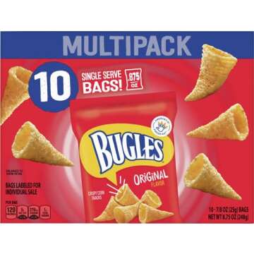 Bugles Crispy Corn Snacks Multipack, Original Flavor, Snack Bags, 10 ct