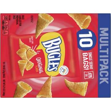 Bugles Crispy Corn Snacks Multipack, Original Flavor, Snack Bags, 10 ct