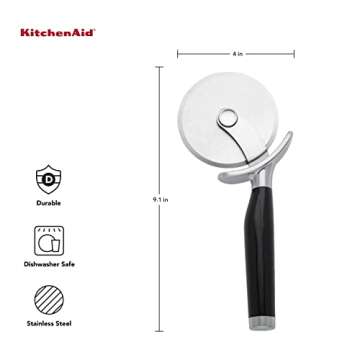 KitchenAid Classic Pizza Wheel: Sharp Blade & Safety Guard - Dishwasher Safe, 9-Inch