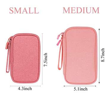 DDgro Travel Accessories for Women, Electronics Organizer Pouch Bag for Tech Accessory & Airplane Essentials (Medium, Pink)