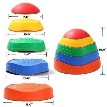 Fanboxk 5Pcs Non-Slip Plastic Balance Stepping Stones for kids,up to 220 Ibs for Pomoting Children's Coordination Skills Obstacle Courses Sensory Toys for Toddlers,Indoor or Outdoor Play