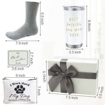 Best Dog Mom Gifts,20 OZ Wine Tumbler Unique Gifts Idea Basket Box with Socks for Veterinarian,Animal Rescue or Vet Tech,Makeup Bag Dog Lover Funny Gifts for Women,Gag Gifts for New Puppy Baby Owners