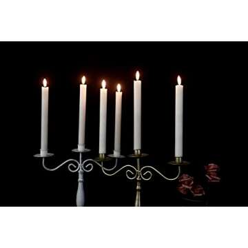 GenSwin Flameless White Taper Candles Flickering with 10-Key Remote, Battery Operated Led Warm 3D Wick Light Window Candles Real Wax Pack of 6, Christmas Home Wedding Decor(0.78 X 9.64 Inch)