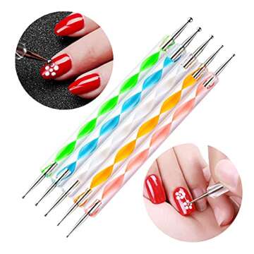 FULINJOY 5PCS Dotting Pens with 3 PCS Nail Painting Brushes, Nail Art Design Tools