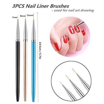 FULINJOY 5PCS Dotting Pens with 3 PCS Nail Painting Brushes, Nail Art Design Tools