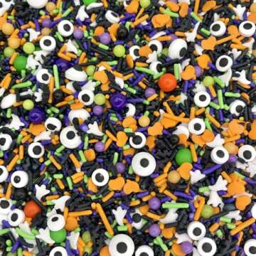 Manvscakes Halloween Sprinkles - Sprinkles For Cake Decorating, Edible Themed Sprinkles For Cookie Decorating, Chocolate Desserts, Cupcakes, Ice Cream, Caramel Apples, Ghost and Pumpkin Sprinkles 8oz