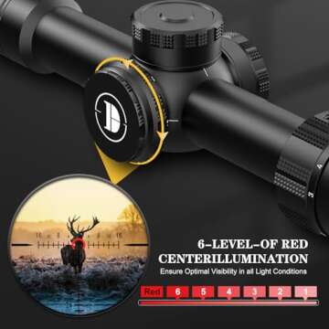 DISCOVERYOPT ED-AR 1-6X24IR LPVO Rifle Scope with 30mm Tube, Waterproof Fog-Proof Rugged Tactical Hunting Scope, First Focal Plane, 6 Levels Red Illuminated Reticle