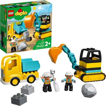 Amazon.com: LEGO DUPLO Town Truck &amp; Tracked Excavator 10931 Building Toy Set for Preschool Kids, Toddler Boys and Girls Ages 2+ (20 Pieces) : Toys &amp; Games