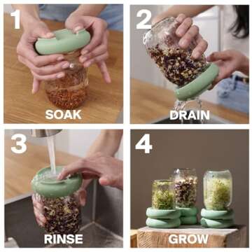 Food Huggers Sprout Huggers | Silicone Sprouting Lids | Fits Any Jar | No Rust, No Mess | Sprouting Mason Jar Kit | Grow Sprouts Indoors| Urban Garden | Easy Germination Broccoli Alfalfa Bean Sprouts