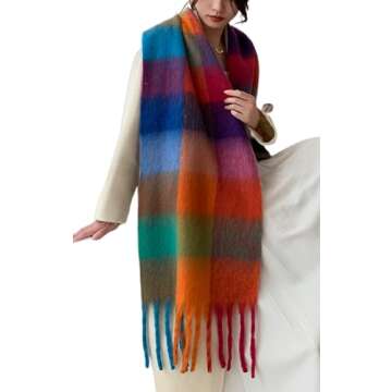 Wander Agio Warm Plaid Winter Scarf for Women