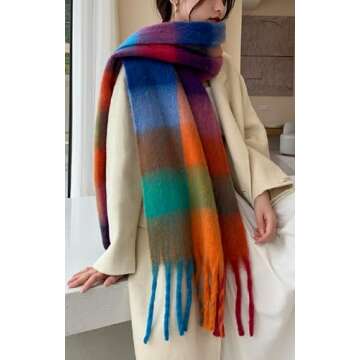 Wander Agio Warm Plaid Winter Scarf for Women