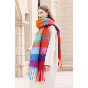 Wander Agio Warm Plaid Winter Scarf for Women