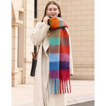 Wander Agio Warm Plaid Winter Scarf for Women