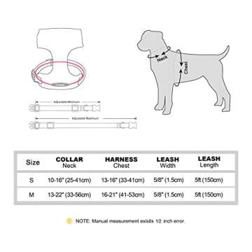 Didog Cute Small Dog Collar Harness & Leash Set, Adjustable Dog Collars and Leashes with Bowtie, Breathable Soft Mesh Padded Dog Vest for Puppies Small Dogs Walking,Pink, S