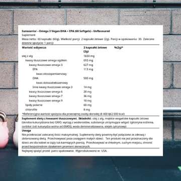 Sunwarrior Vegan Omega 3 DHA & EPA Supplement Algal Oil Preferred Alternative to Fish Oil Supports Brain Eye Joint & Heart Health (60 Count)