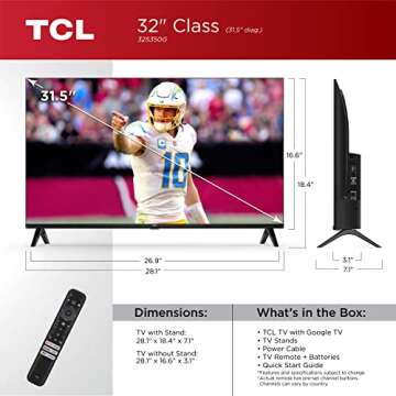 TCL 32-Inch 1080p LED Smart TV with Google TV - Voice Remote, Alexa Compatible