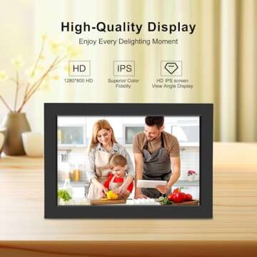 Bgift 10.1 Inch WiFi Digital Picture Frame, Digital Photo Frame with 32GB Storage and SD Card Slot, IPS HD Touch Screen Share Photos and Videos Remotely via APP - Ideal for Family and Friends