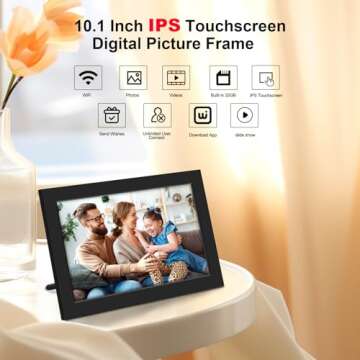 Bgift 10.1 Inch WiFi Digital Picture Frame, Digital Photo Frame with 32GB Storage and SD Card Slot, IPS HD Touch Screen Share Photos and Videos Remotely via APP - Ideal for Family and Friends