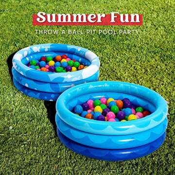 2 Packs 34" X 10" Inflatable Kiddie Pool Set, Blue Pattern Baby Pool Kids Swimming Pools, Summer Backyard Pool Inflatable Summer Pit Ball Pool for Kids Toddler Indoor&Outdoor