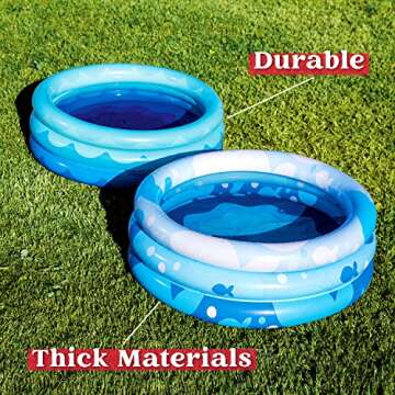 2 Packs 34" X 10" Inflatable Kiddie Pool Set, Blue Pattern Baby Pool Kids Swimming Pools, Summer Backyard Pool Inflatable Summer Pit Ball Pool for Kids Toddler Indoor&Outdoor