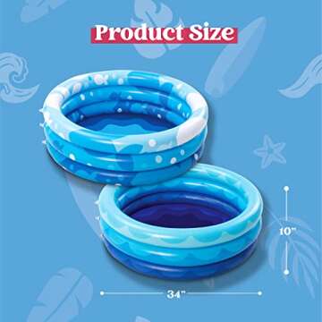 2 Packs 34" X 10" Inflatable Kiddie Pool Set, Blue Pattern Baby Pool Kids Swimming Pools, Summer Backyard Pool Inflatable Summer Pit Ball Pool for Kids Toddler Indoor&Outdoor