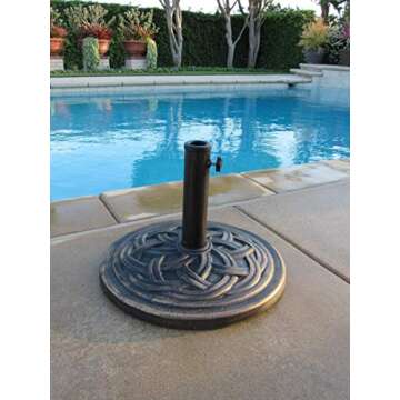 DC America UBP18181-BR 18-Inch Cast Stone Umbrella Base, Made from Rust Free Composite Materials, Bronze Powder Coated Finish