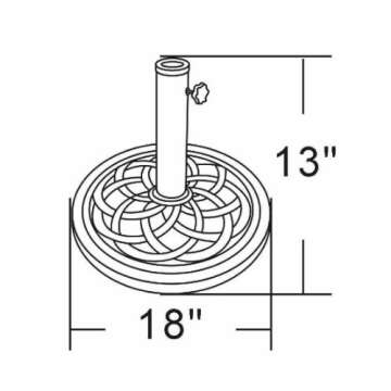 DC America UBP18181-BR 18-Inch Cast Stone Umbrella Base, Made from Rust Free Composite Materials, Bronze Powder Coated Finish