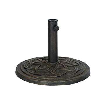 DC America UBP18181-BR 18-Inch Cast Stone Umbrella Base, Made from Rust Free Composite Materials, Bronze Powder Coated Finish