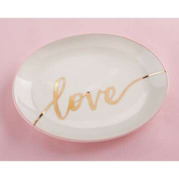 Kate Aspen Oval Shaped Love Wedding Trinket Dish, One Size