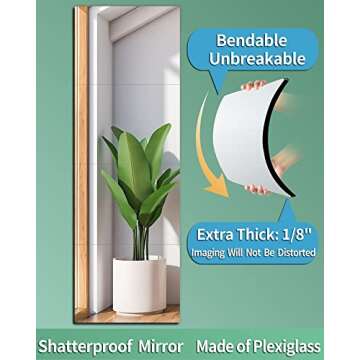 Shatterproof Wall Mirror Full Length for Bedroom, Plexiglass Gym Mirrors For Home, Extra Thick: 0.12 inch, 12 x 12 inch x 4 Pcs, Workout Mirrors Safe for Kids, Over The Door, Long Wall Mounted