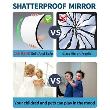 Shatterproof Wall Mirror Full Length for Bedroom, Plexiglass Gym Mirrors For Home, Extra Thick: 0.12 inch, 12 x 12 inch x 4 Pcs, Workout Mirrors Safe for Kids, Over The Door, Long Wall Mounted