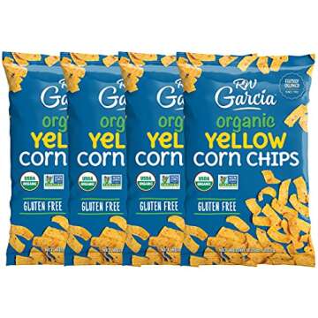 RW Garcia Organic Yellow Corn Chips, Gluten Free, 8.25oz bags, 4 pack