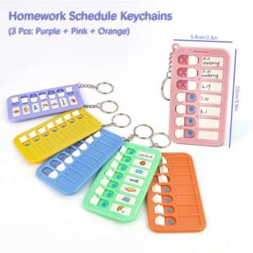 ZBJBinCH Chore Planning Chart Key Chains 3 Pcs Chore Schedule Key Rings Daily Weekly Memo Checklist Boards for Kids Adults Habit and Behavior Planner Tracker