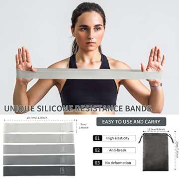 LDJRCP Exercise Bands Set, 5PCS Resistance Bands with Carry Bag for Home Fitness, Stretching, Strength Training, Crossfit, Pilates Yoga Flexbands, TPE Elastic Workout Bands for Women Men - Grey