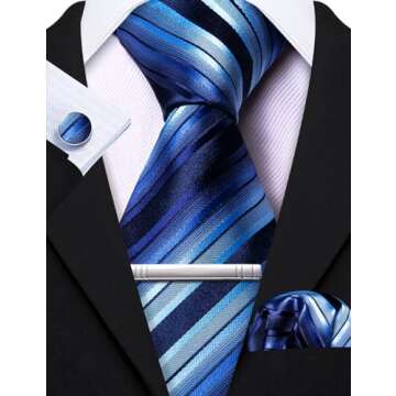 Stylish Barry.Wang Blue Tie Set with Accessories