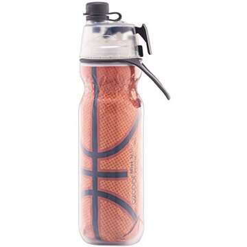 O2COOL 2-in-1 Mist and Sip Function with No Leak Pull Top Spout Sports Water Bottle - 20 oz (Basketball)