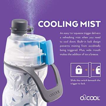 O2COOL 2-in-1 Mist and Sip Function with No Leak Pull Top Spout Sports Water Bottle - 20 oz (Basketball)