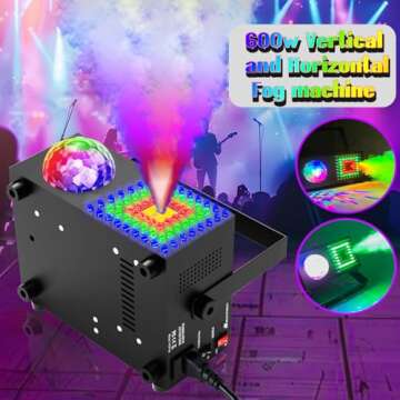 IMONE 2 in 1 Horizontal,Vertical Fog Machine Halloween with Disco Ball,Smoke Machine Fog 72 Lights in Squar,Fog Machine Outdoor with Remote,Fog Machine Indoor,Fog Machine for Stage Wedding DJ Party